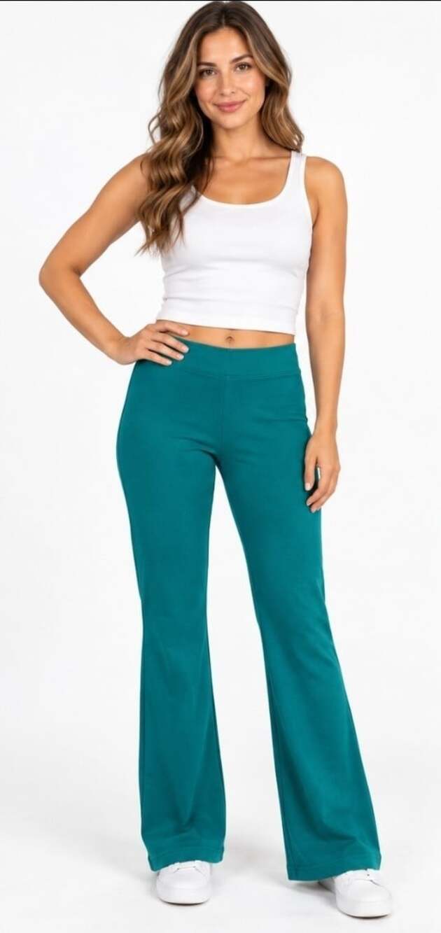 Hard Tail Forever Teal Boot Flare Lounge Yoga Pants Womens Sz L Athleisure T100